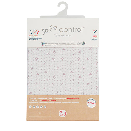 Sabana bajera cuna ajustable impermeable 2 en 1 - Termocontrol Safe Control Blanco Gris Cama (90x200)