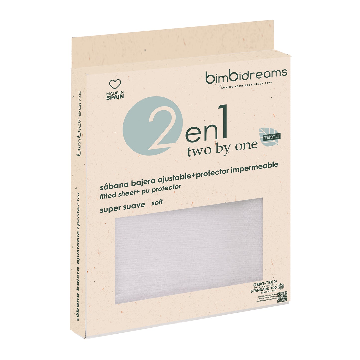 Sabana bajera  cuna ajustable impermeable 2 en 1 - tencel  Basics Blanco Cuna (60x120)