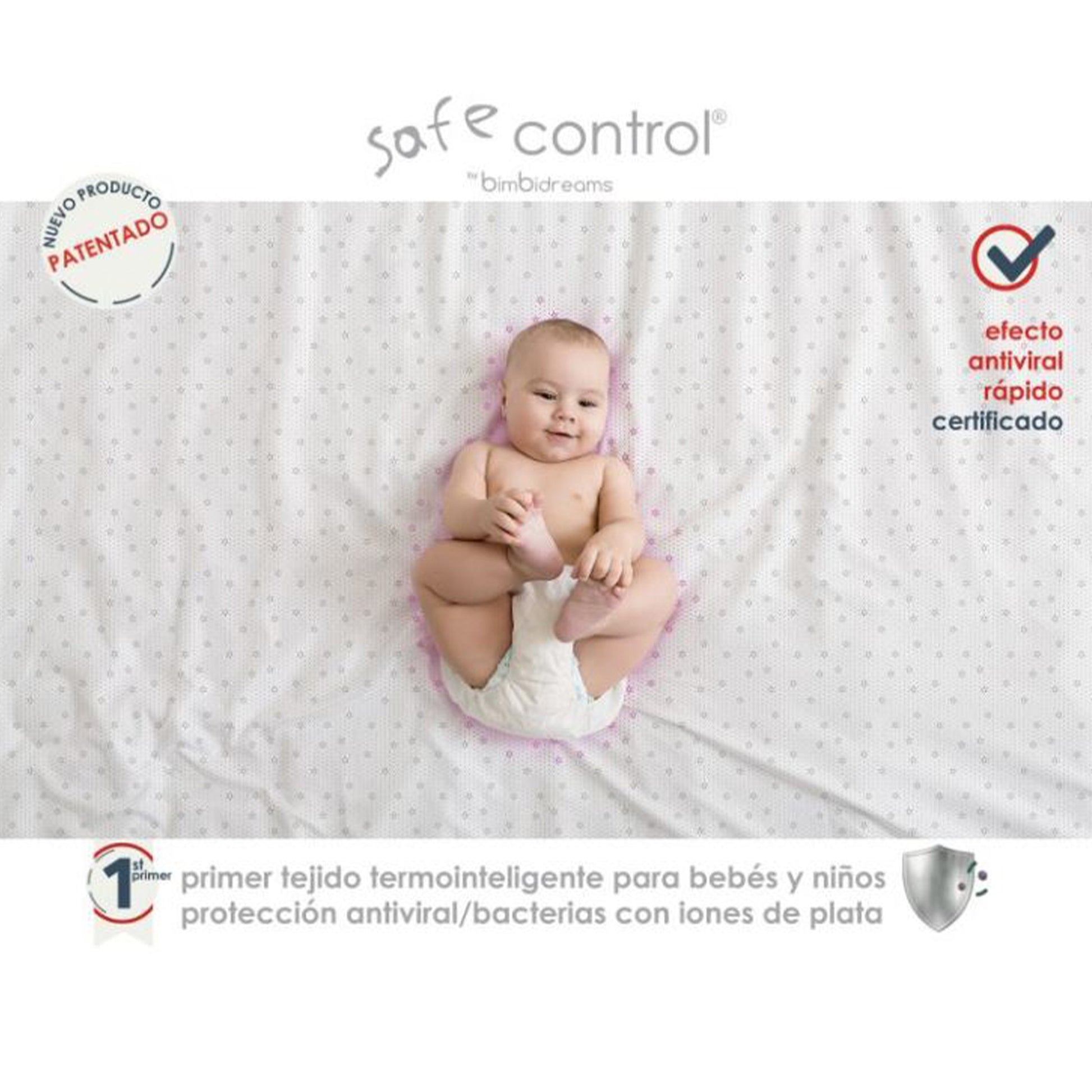 Sabana bajera cuna ajustable impermeable 2 en 1 - Termocontrol Safe Control Blanco Gris Maxicuna (70x140)*