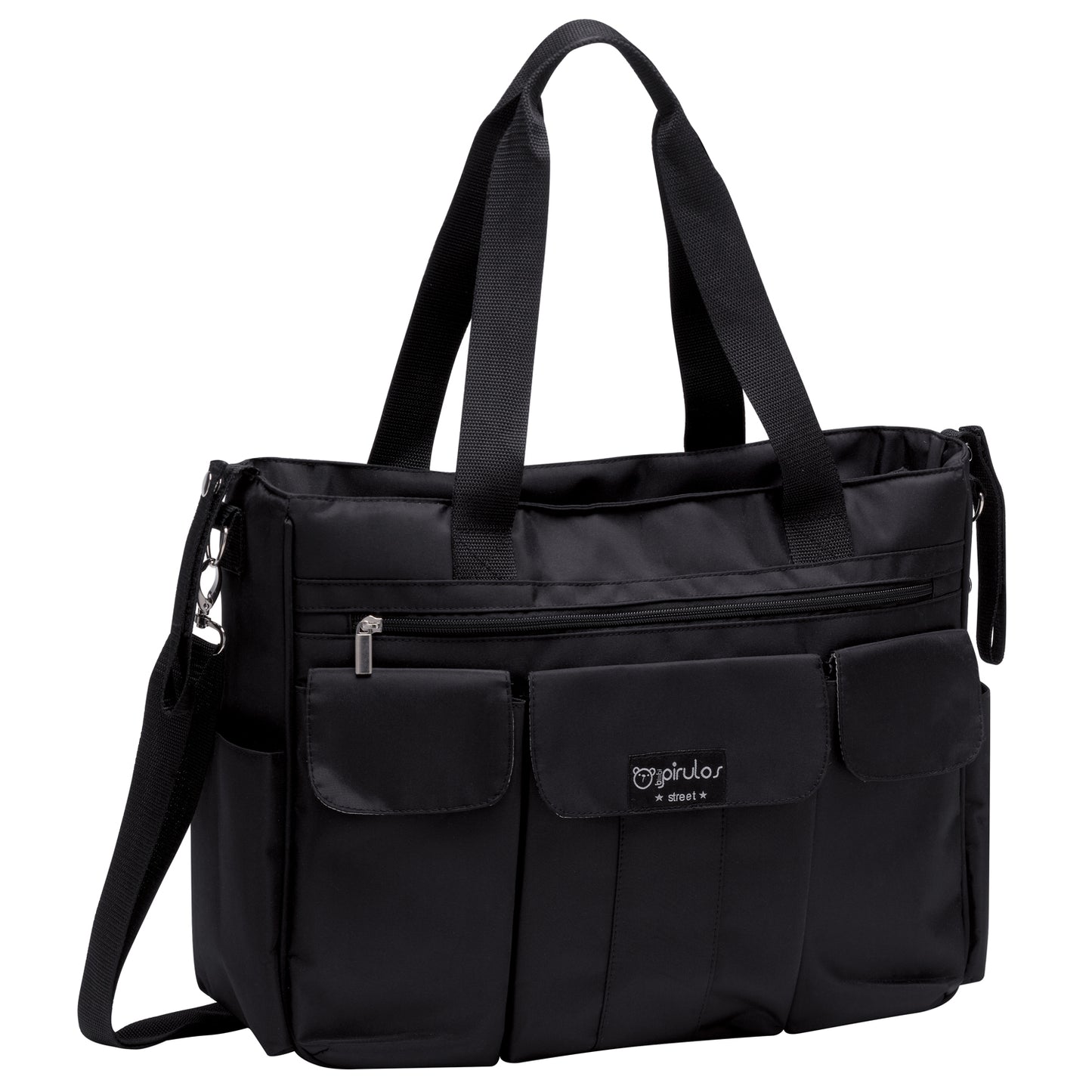 Bolso con cambiador XL Paseo Microfibra Negro 43x34x11 - 52x32