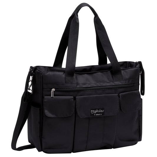Bolso con cambiador XL Paseo Microfibra Negro 43x34x11 - 52x32