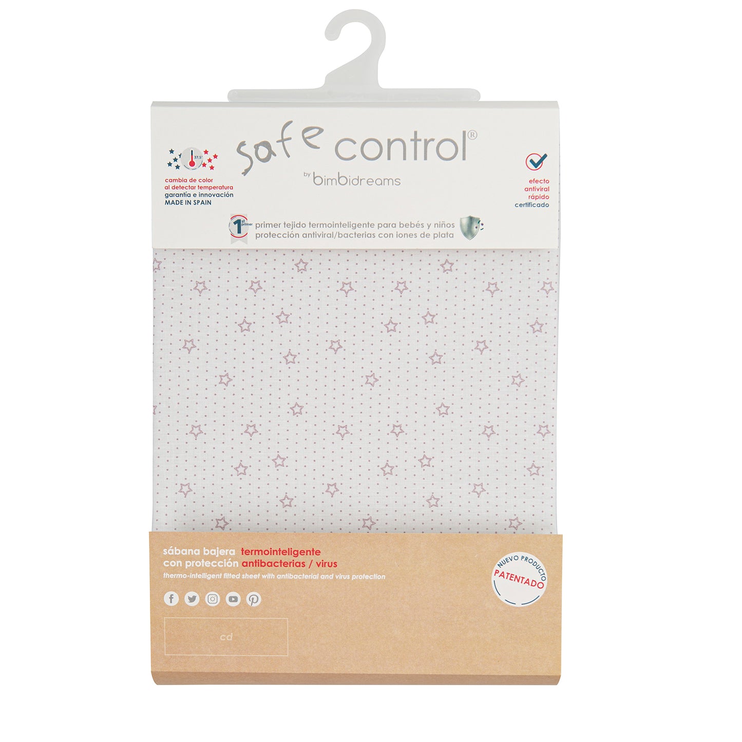 Bajera cuna algodon 100% Safe Control Blanco Gris Cama (90x200)