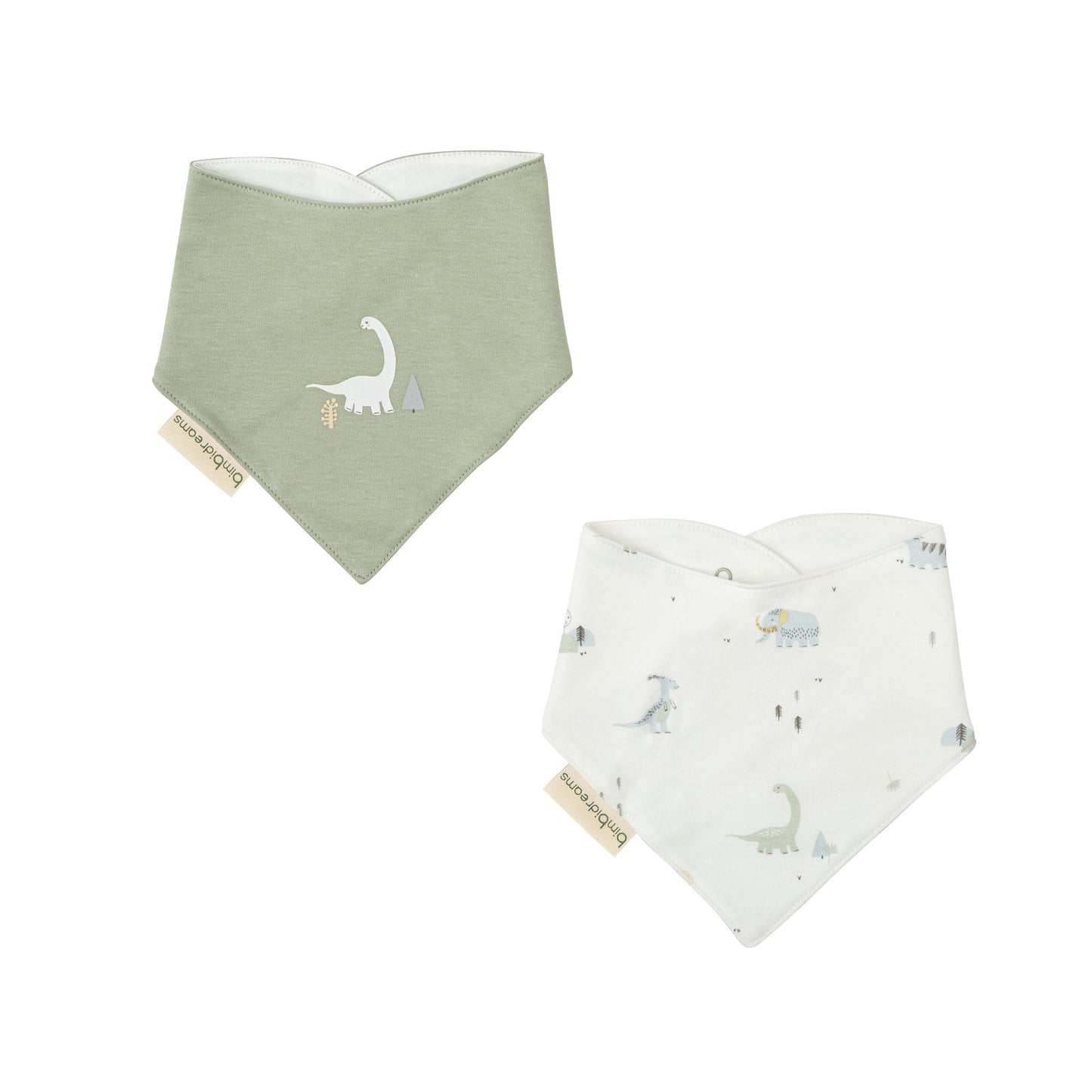 Babero bandana pack 2 Trex Blanco Verde 43x21