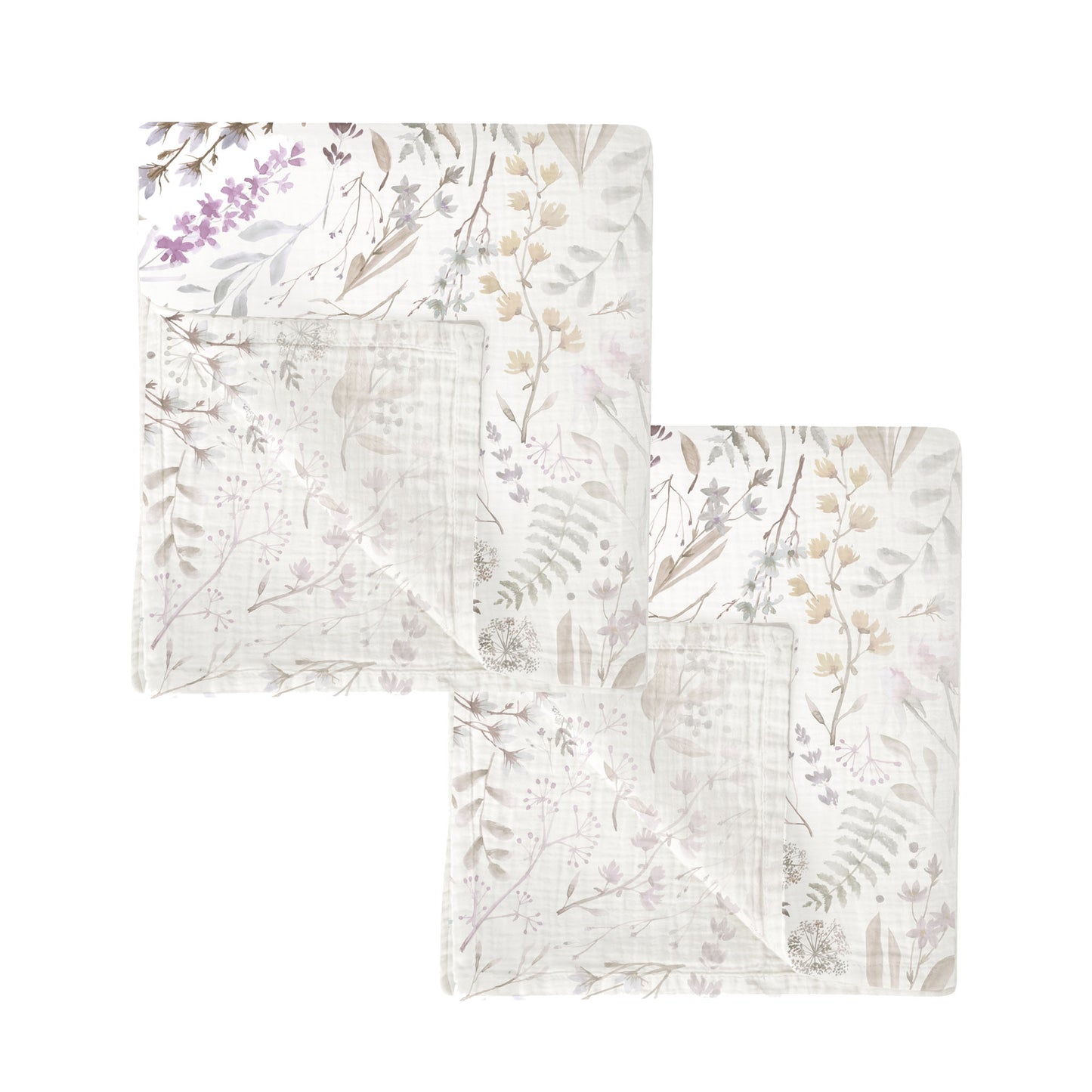 Gasas 100% algodon pack 2 Niza Blanco Lila 60x60