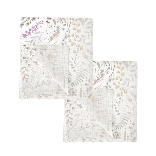 Gasas 100% algodon pack 2 Niza Blanco Lila 60x60