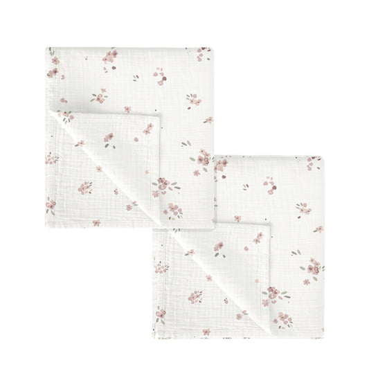 Gasas 100% algodon pack 2 Monet Blanco Rosa 60x60