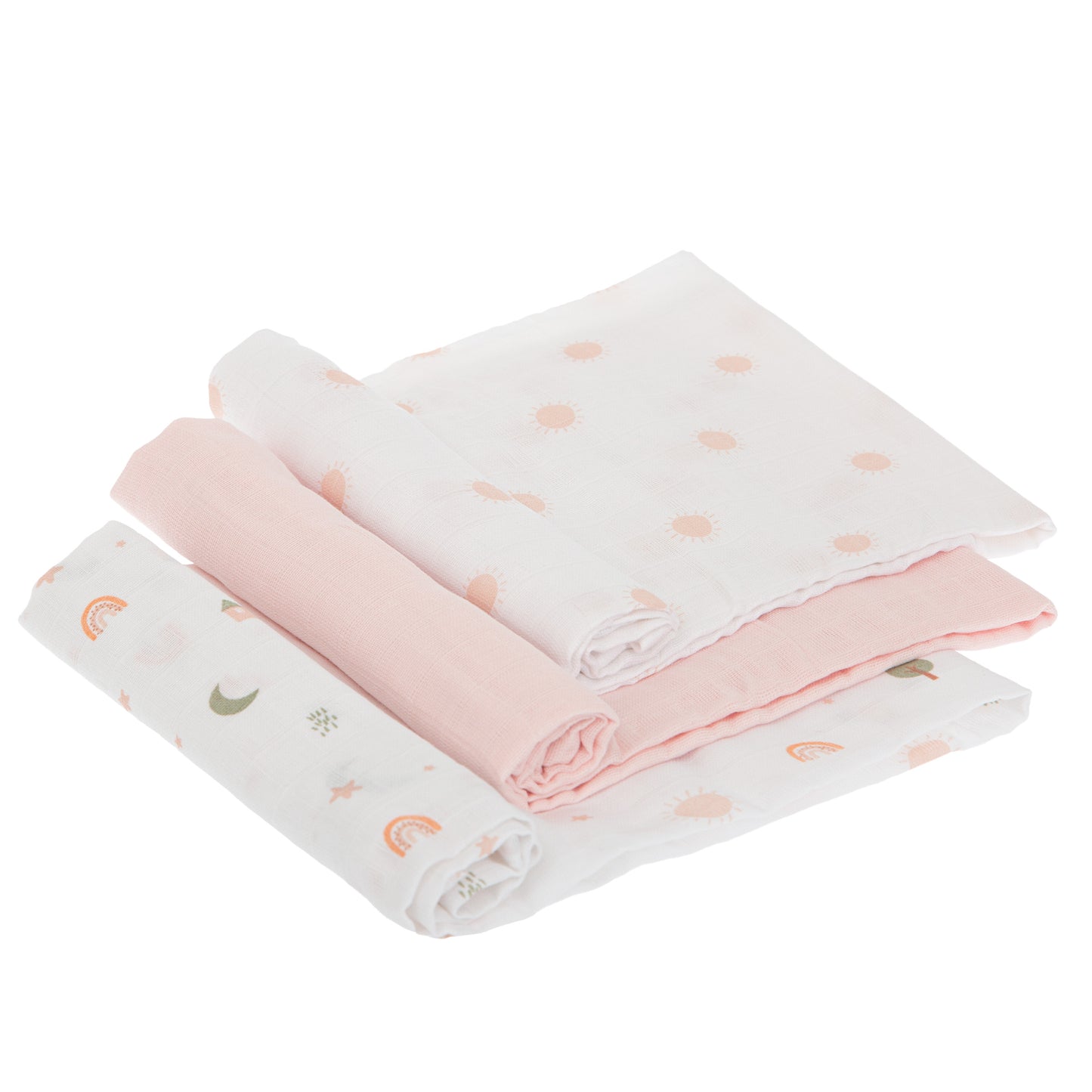 Muselina 100% Algodón - Set 3 Astros Rosa 80x80 2