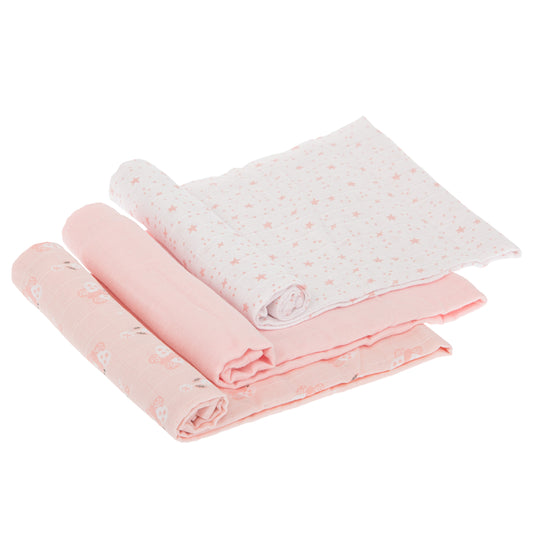 Muselina 100% Algodón - Set 3 Stars Rosa 80x80 2