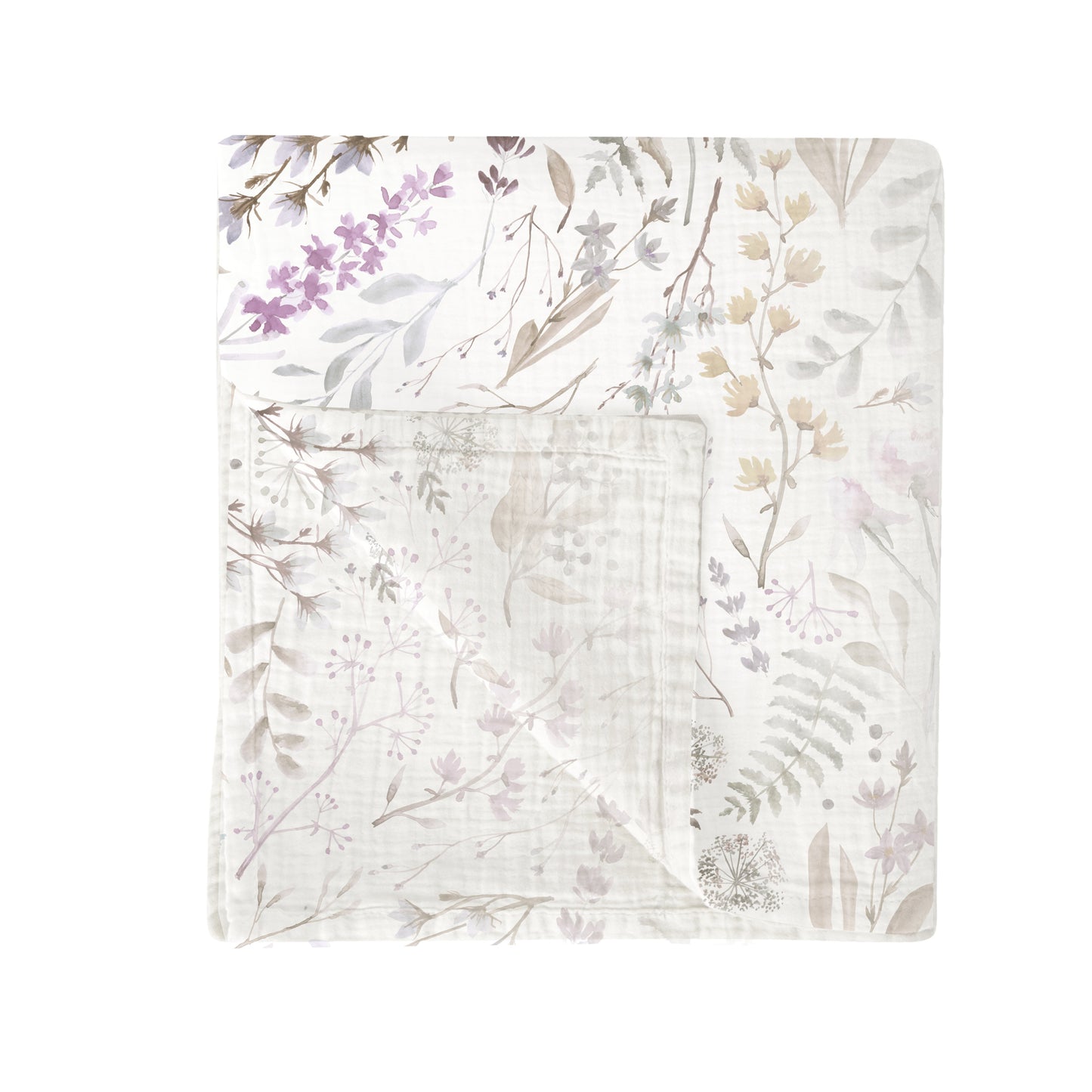 Muselina bambú Niza Blanco Lila 120x120