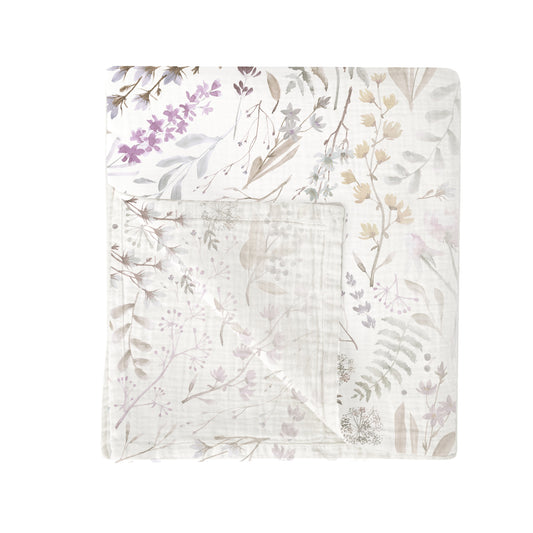 Muselina bambú Niza Blanco Lila 120x120