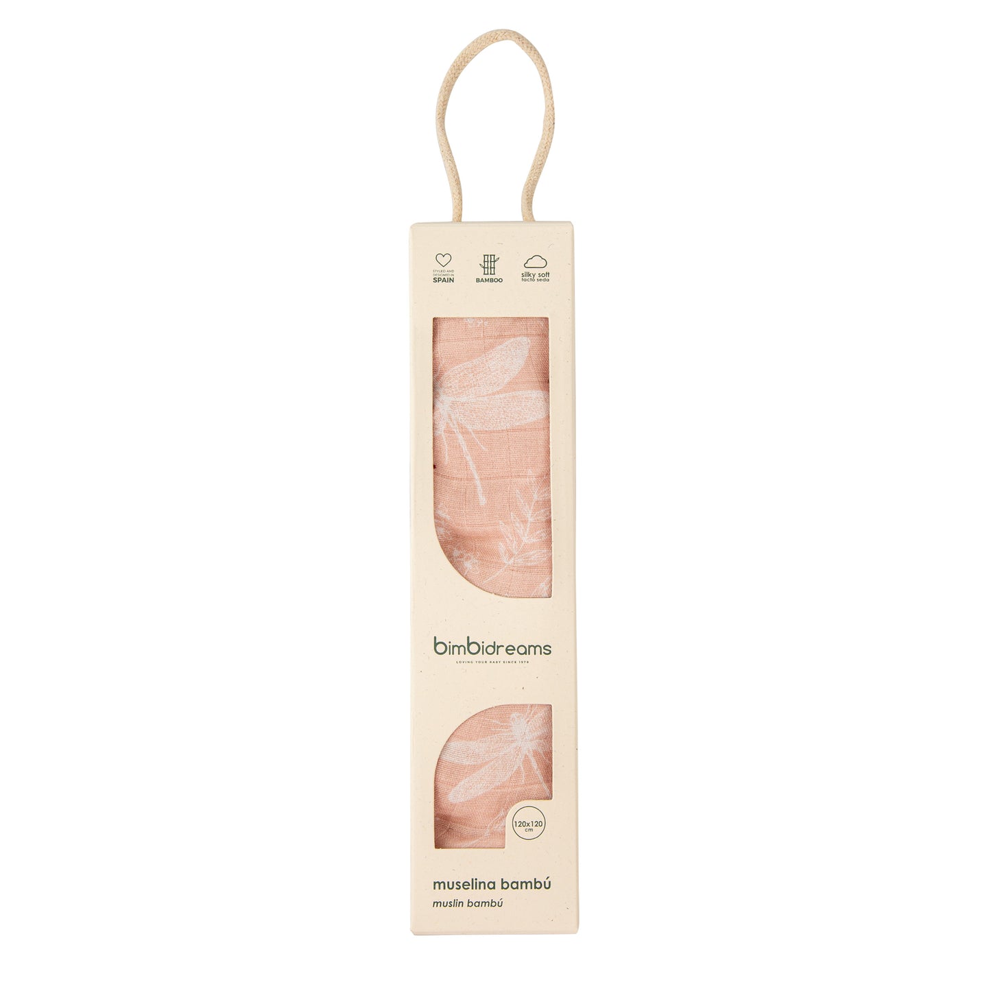 Muselina bambú Dafne Blanco Rosa 120x120