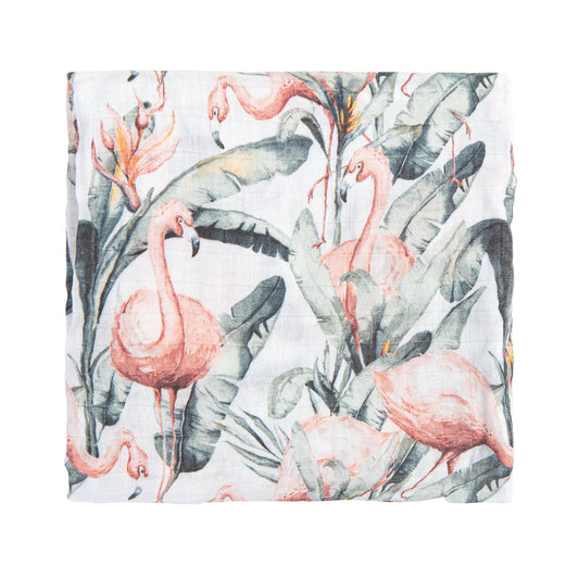 Muselina bambú Flamingo Blanco 120x120