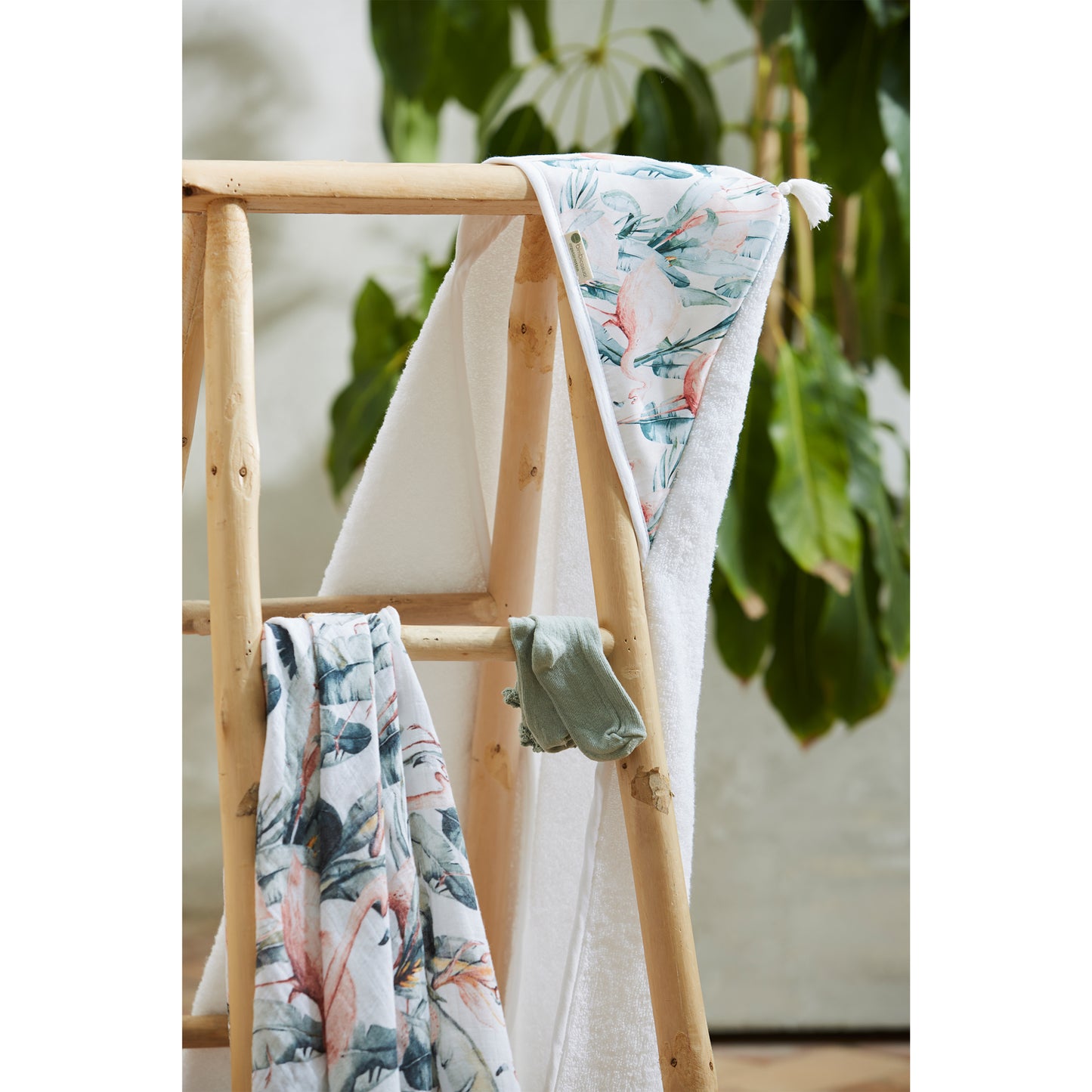 Muselina bambú Flamingo Blanco 120x120
