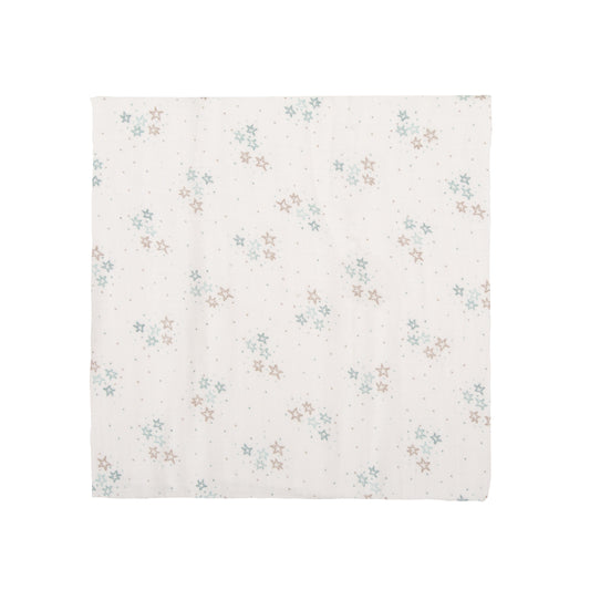 Muselina bambú Stars Blanco Azul 120x120
