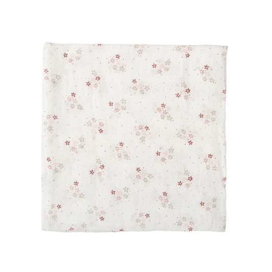 Muselina bambú Stars Blanco Rosa 120x120