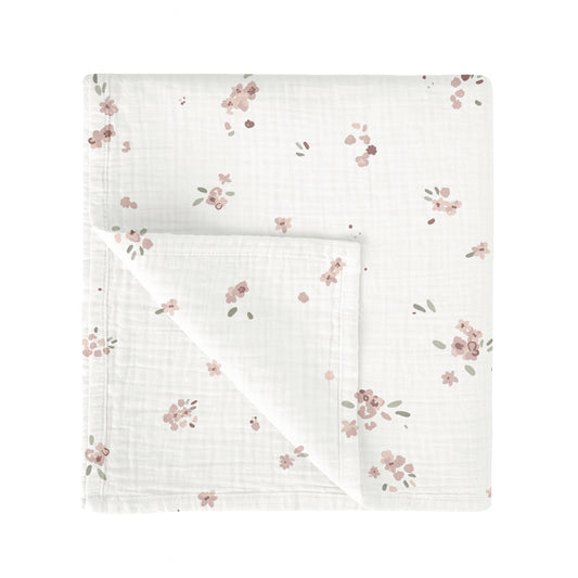 Muselina bambú Monet Blanco Rosa 120x120