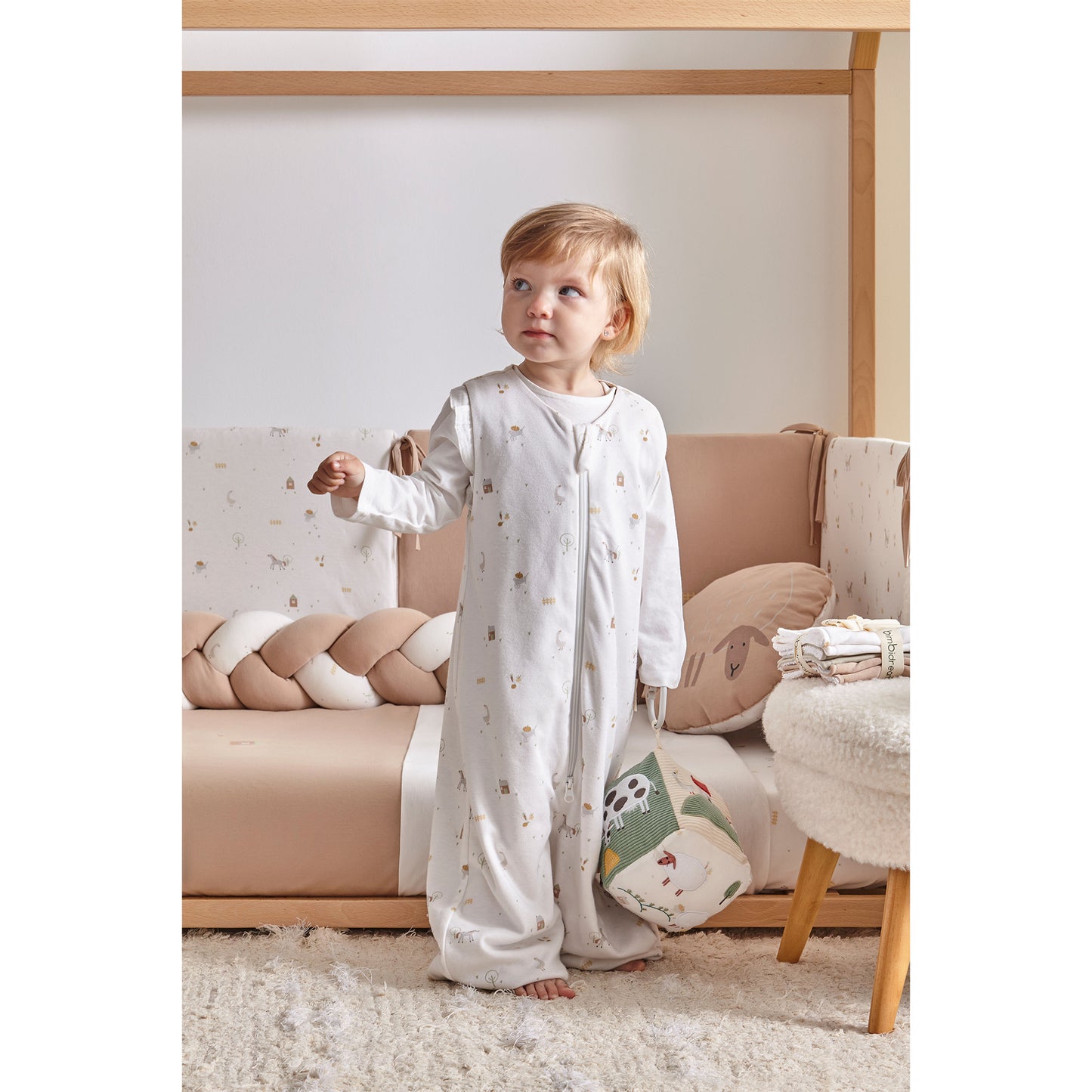 Cubo blando de actividades Farm Blanco Lino 15x15