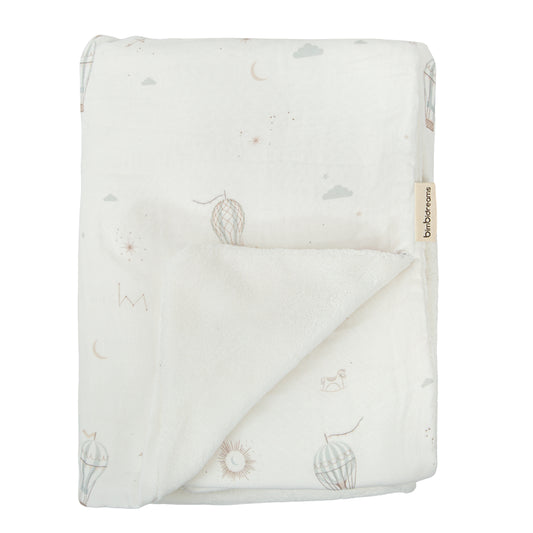 Manta Microfibra Dots Blue Sky Blanco Verde 80X110