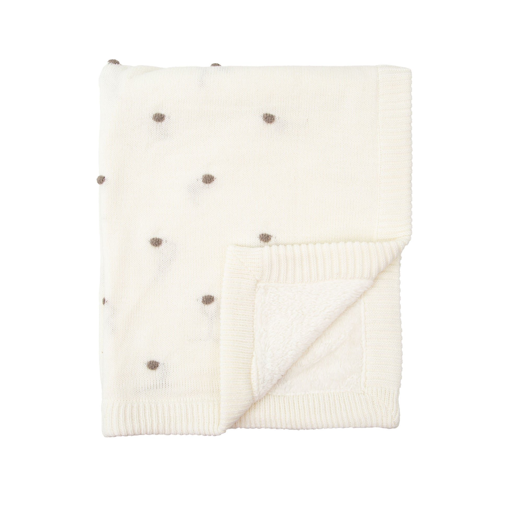 Manta doble cara tricot dots con Coralina HB Basics Blanco 80x100