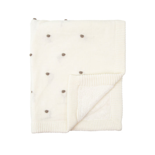 Manta doble cara tricot dots con Coralina HB Basics Blanco 80x100