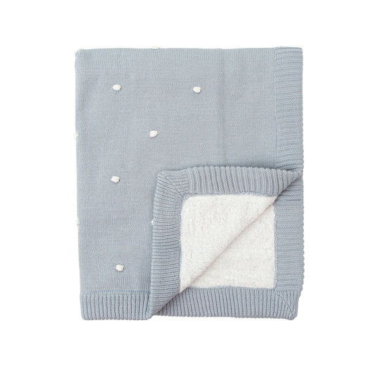 Manta doble cara tricot dots con Coralina HB Basics Azul Grisaceo 80x100