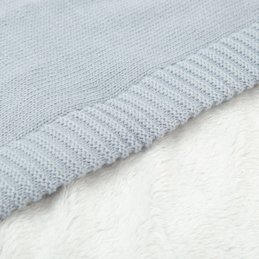 Manta doble cara tricot dots con Coralina HB Basics Azul Grisaceo 80x100
