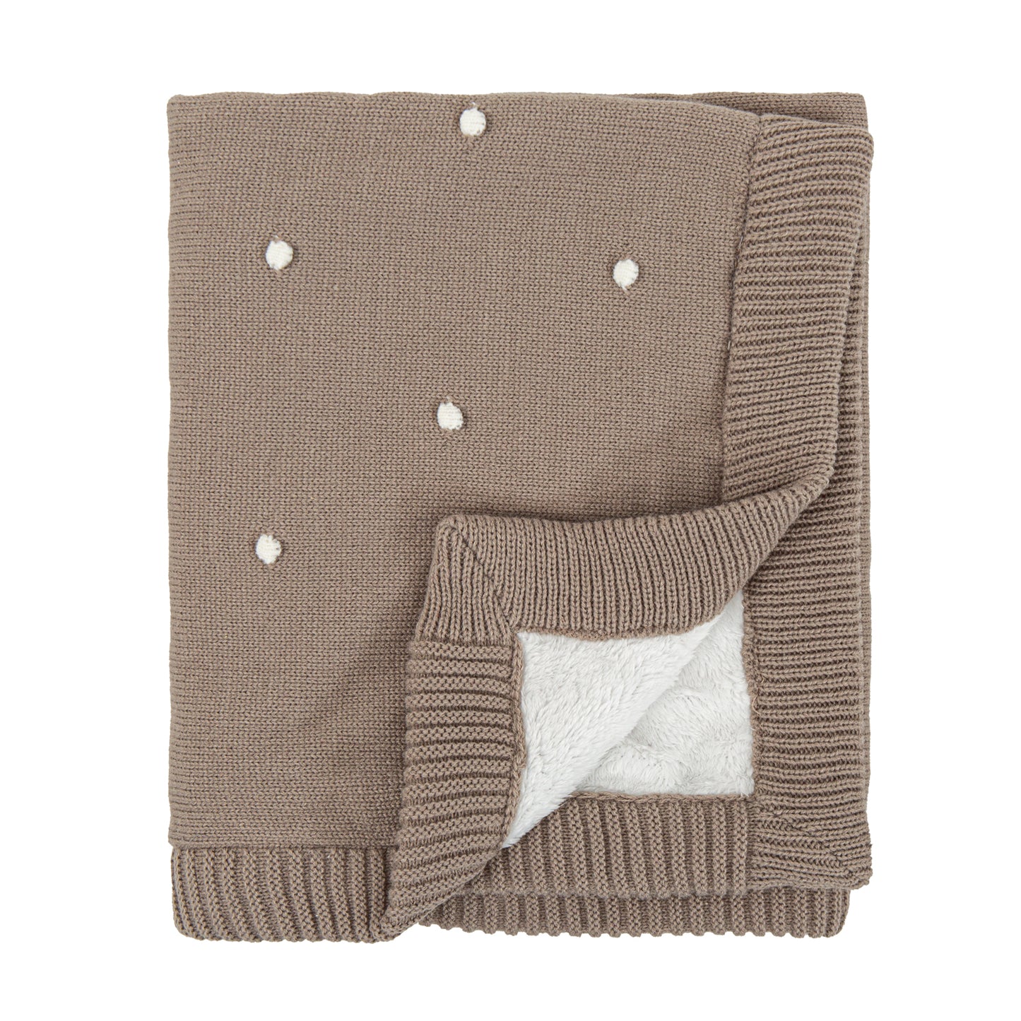 Manta doble cara tricot dots con Coralina HB Basics Gris Beig 80x100