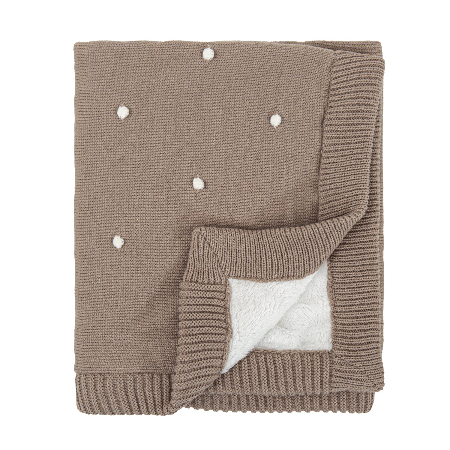 Manta doble cara tricot dots con Coralina HB Basics Gris Beig 80x100