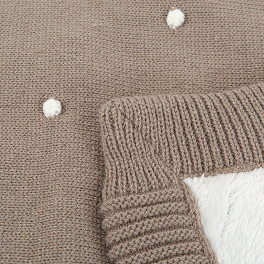 Manta doble cara tricot dots con Coralina HB Basics Gris Beig 80x100