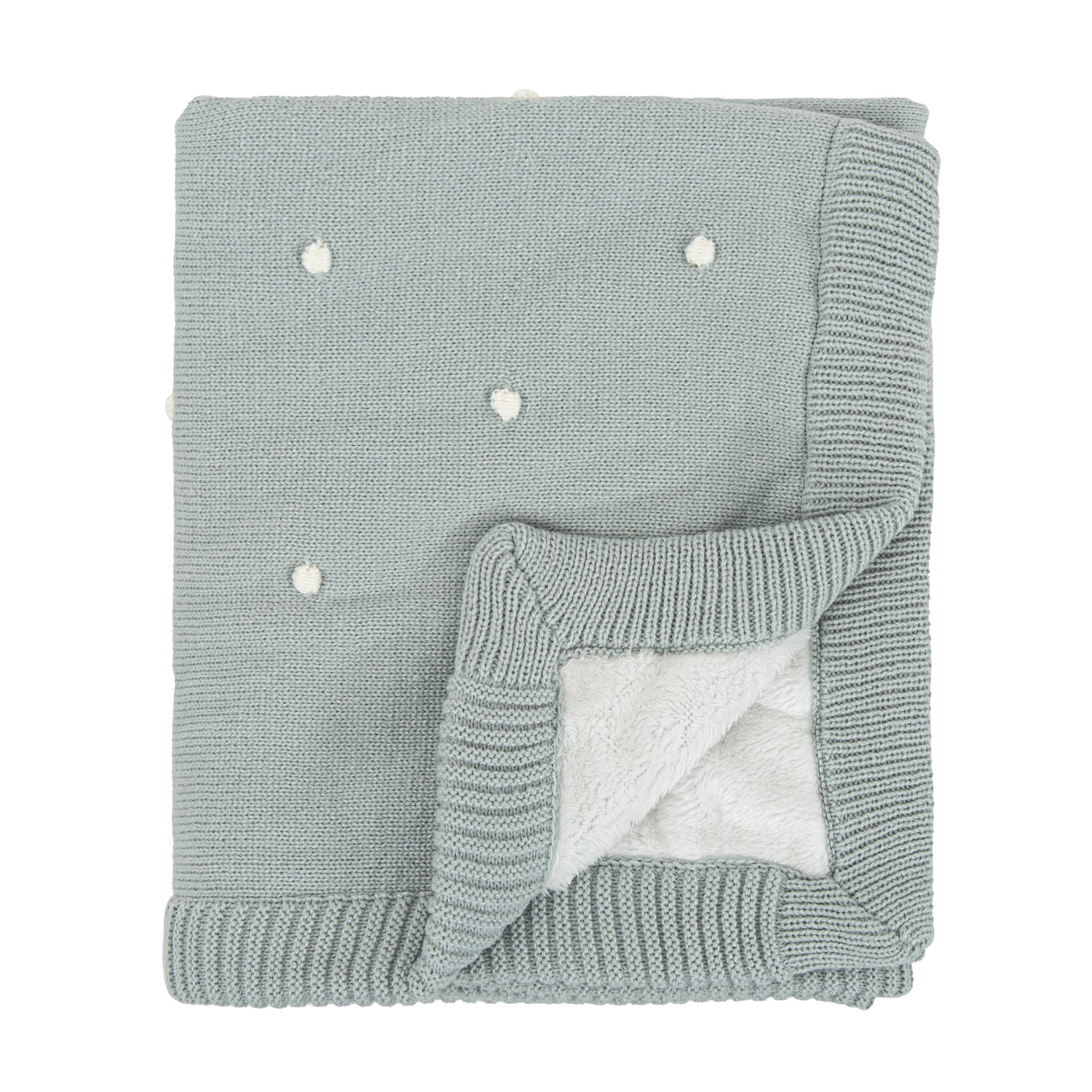Manta doble cara tricot dots con Coralina HB Basics Menta 80x100