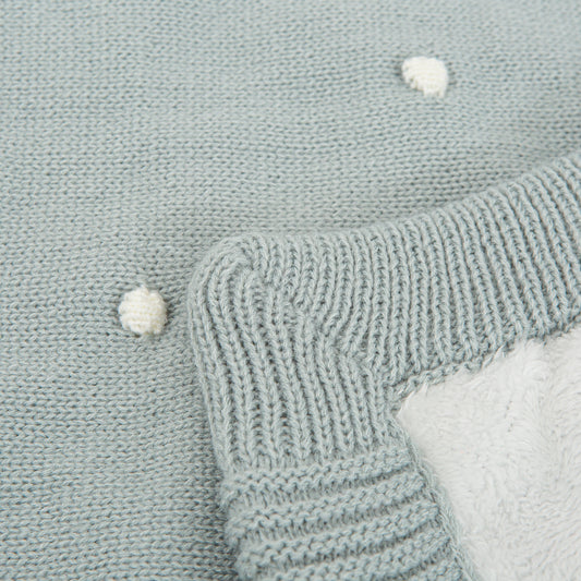 Manta doble cara tricot dots con Coralina HB Basics Menta 80x100