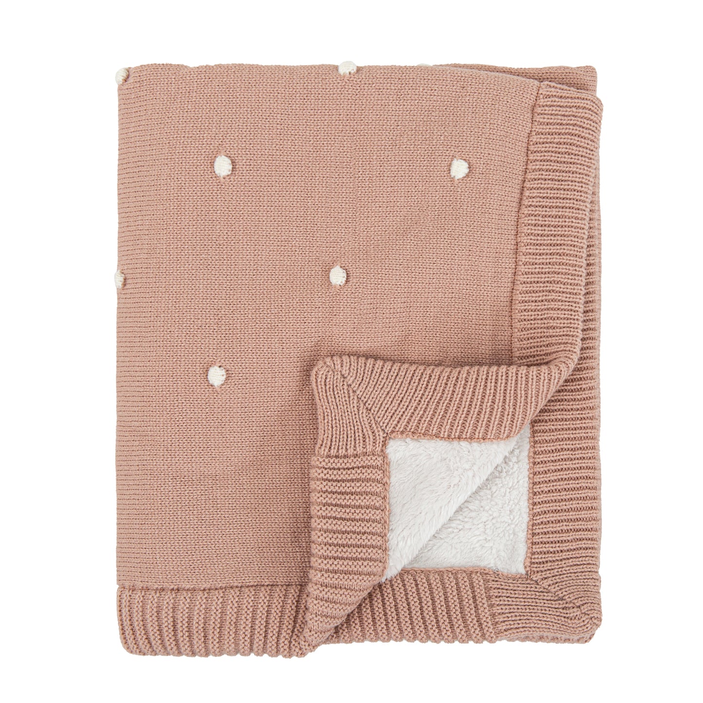 Manta doble cara tricot dots con Coralina HB Basics Rosa Empolvado 80x100