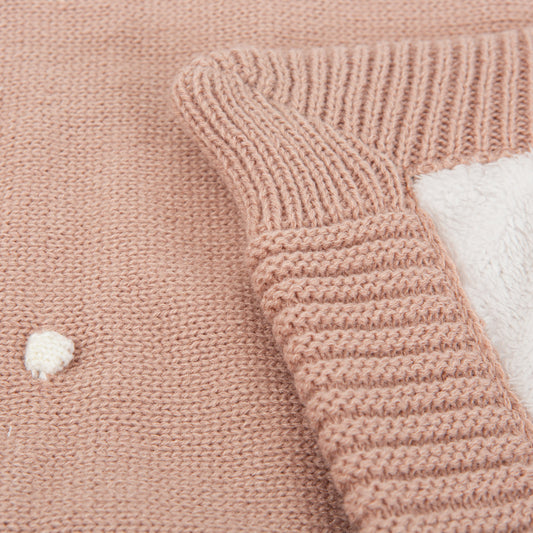 Manta doble cara tricot dots con Coralina HB Basics Rosa Empolvado 80x100
