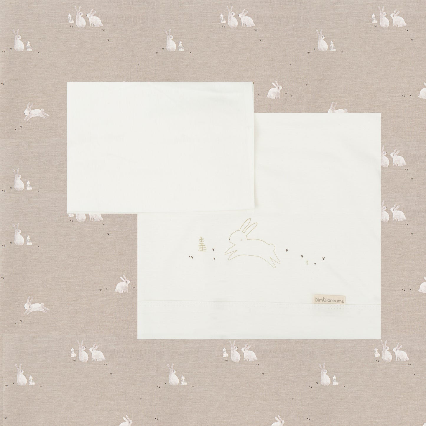 Juego sabanas punto jersey 3 piezas Bunny GB Gris Beig Minicuna (50x80-90)