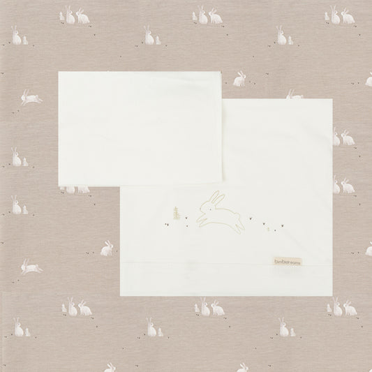 Juego sabanas punto jersey 3 piezas Bunny GB Gris Beig Minicuna (50x80-90)