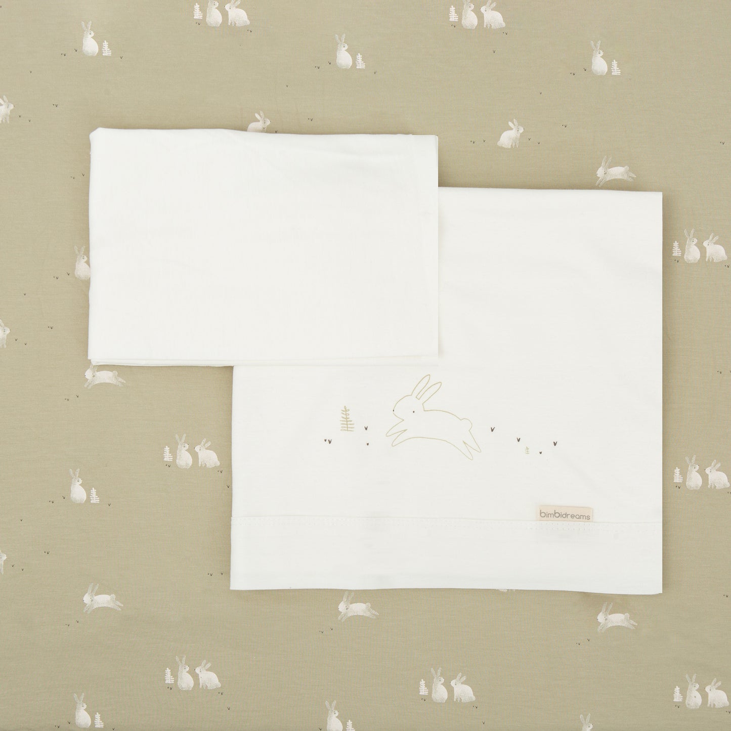 Juego sabanas punto jersey 3 piezas Bunny VM Verde Musgo Minicuna (50x80-90)