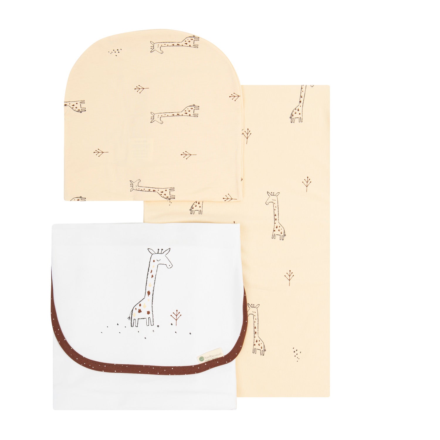 Tríptico Sabanitas Punto 100% Algodón Giraffe Choco Coche (40x80)