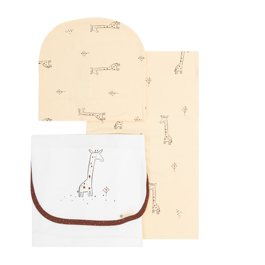 Tríptico Sabanitas Punto 100% Algodón Giraffe Choco Coche (40x80)
