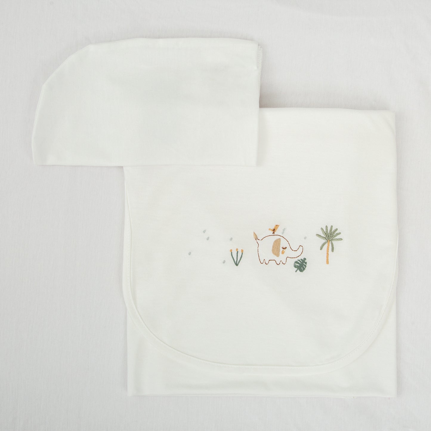 Juego sabanas punto jersey 3 piezas Palm Blanco Verde Coche (40x80)