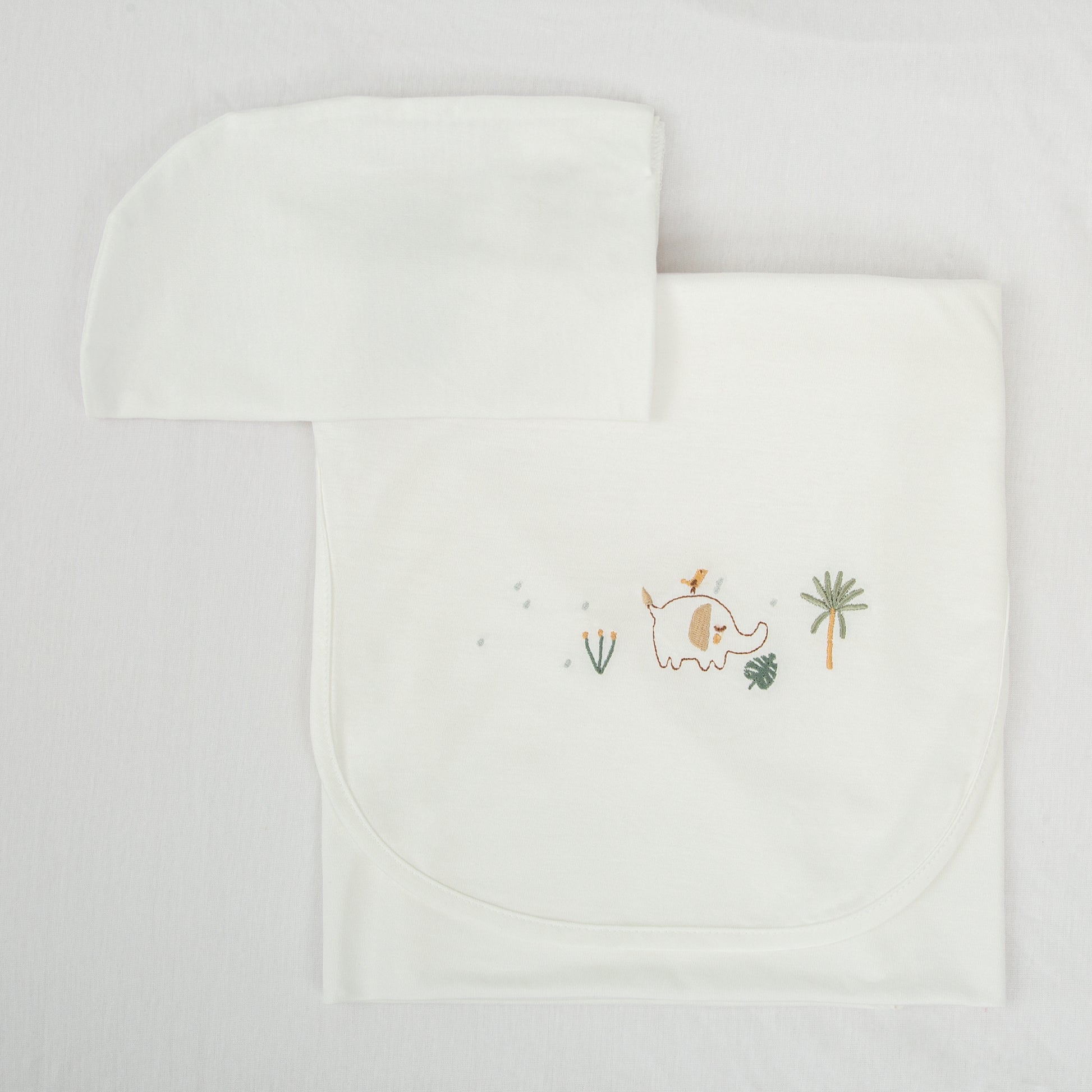 Juego sabanas punto jersey 3 piezas Palm Blanco Verde Coche (40x80)