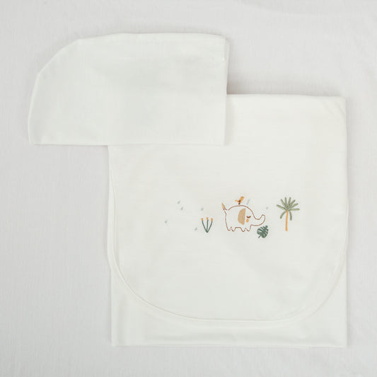 Juego sabanas punto jersey 3 piezas Palm Blanco Verde Coche (40x80)