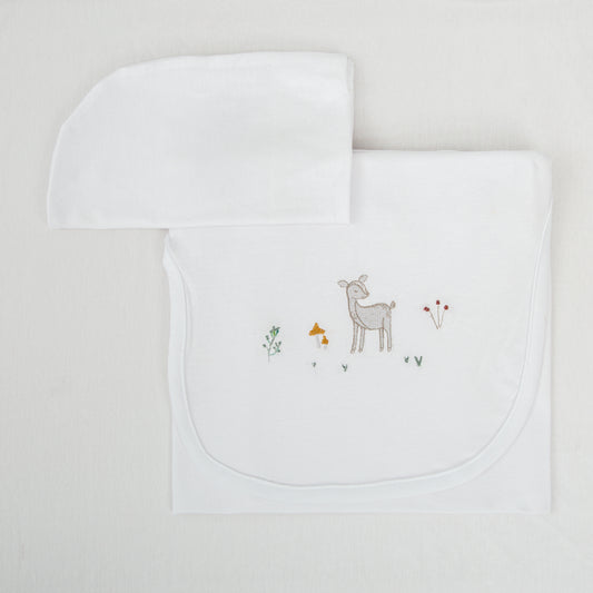 Juego sabanas punto jersey 3 piezas Deer Blanco Rosa Coche (40x80)