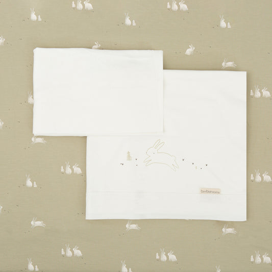 Juego sabanas punto jersey 3 piezas Bunny VM Verde Musgo Cuna (60x120)