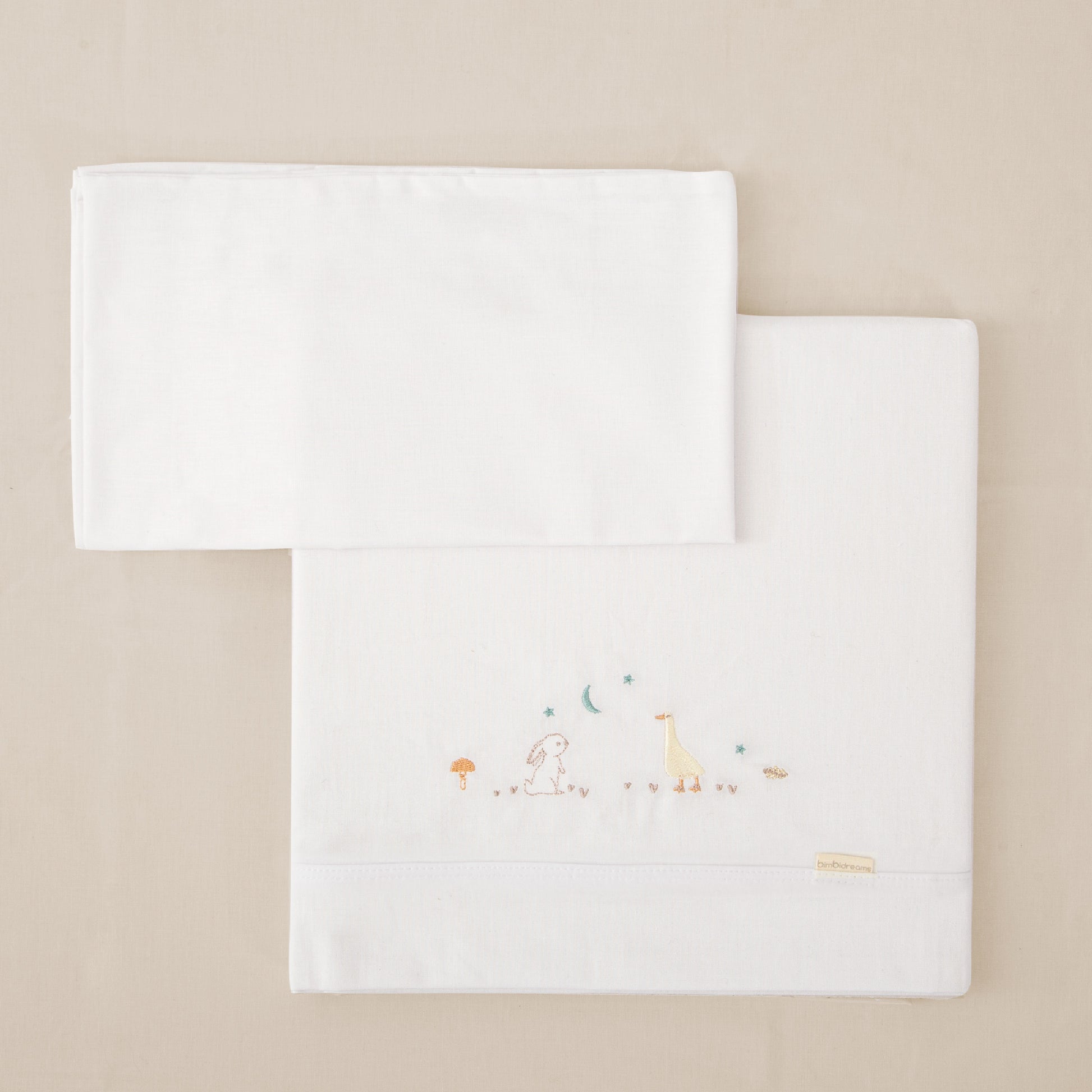 Juego sabanas punto jersey 3 piezas Happy Forest Blanco Lino Cuna (60x120)