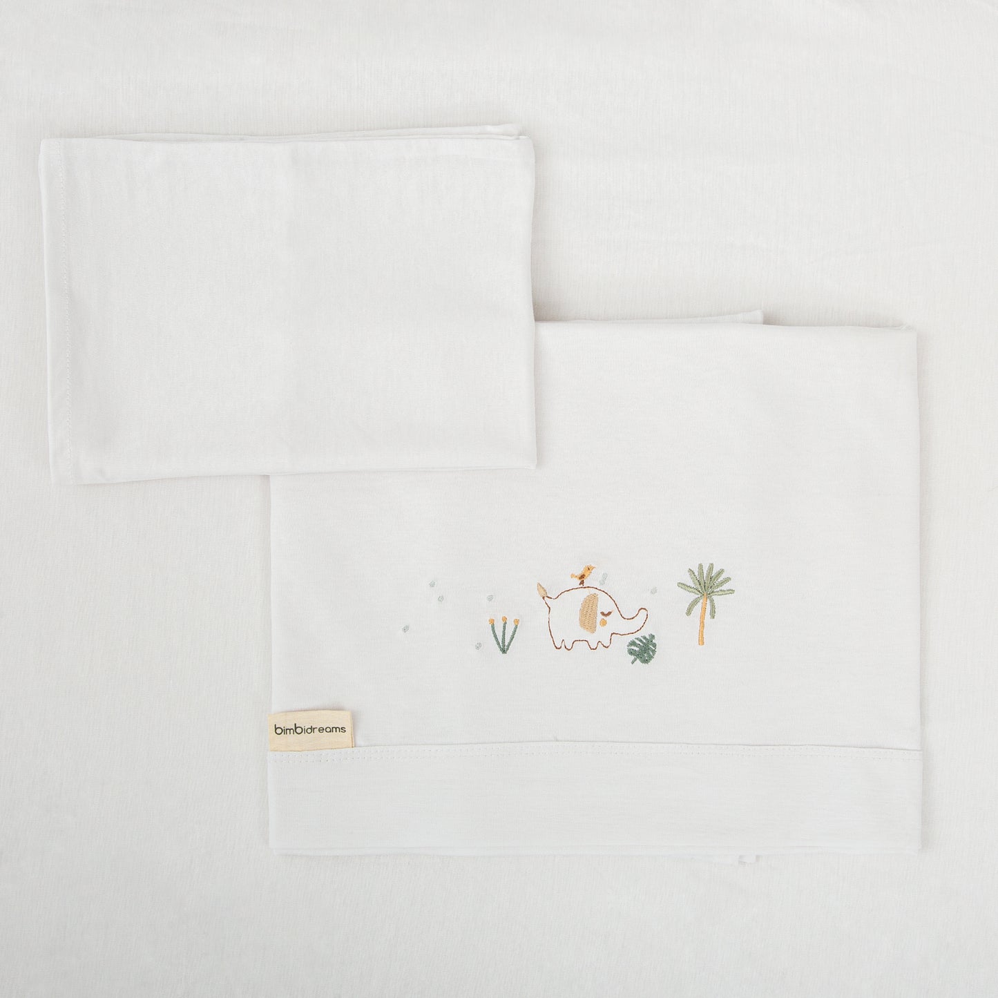 Juego sabanas punto jersey 3 piezas Palm Blanco Verde Cuna (60x120)