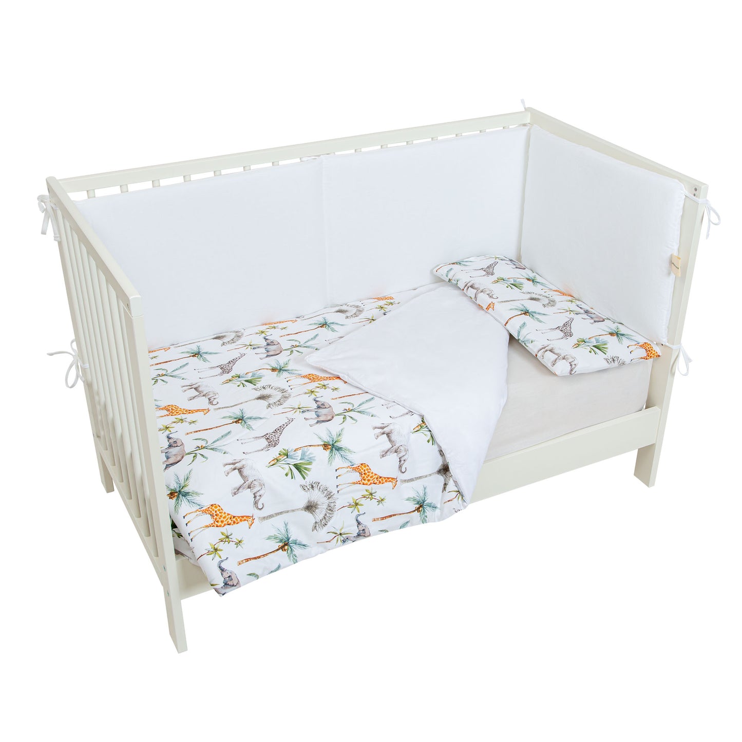 Funda nórdica cuna + Relleno + Protector + Funda almohada África Blanco Cuna (100x135)