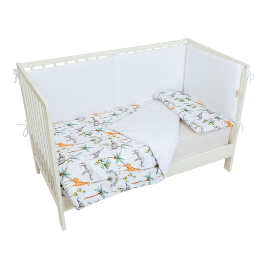 Funda nórdica cuna + Relleno + Protector + Funda almohada África Blanco Cuna (100x135)