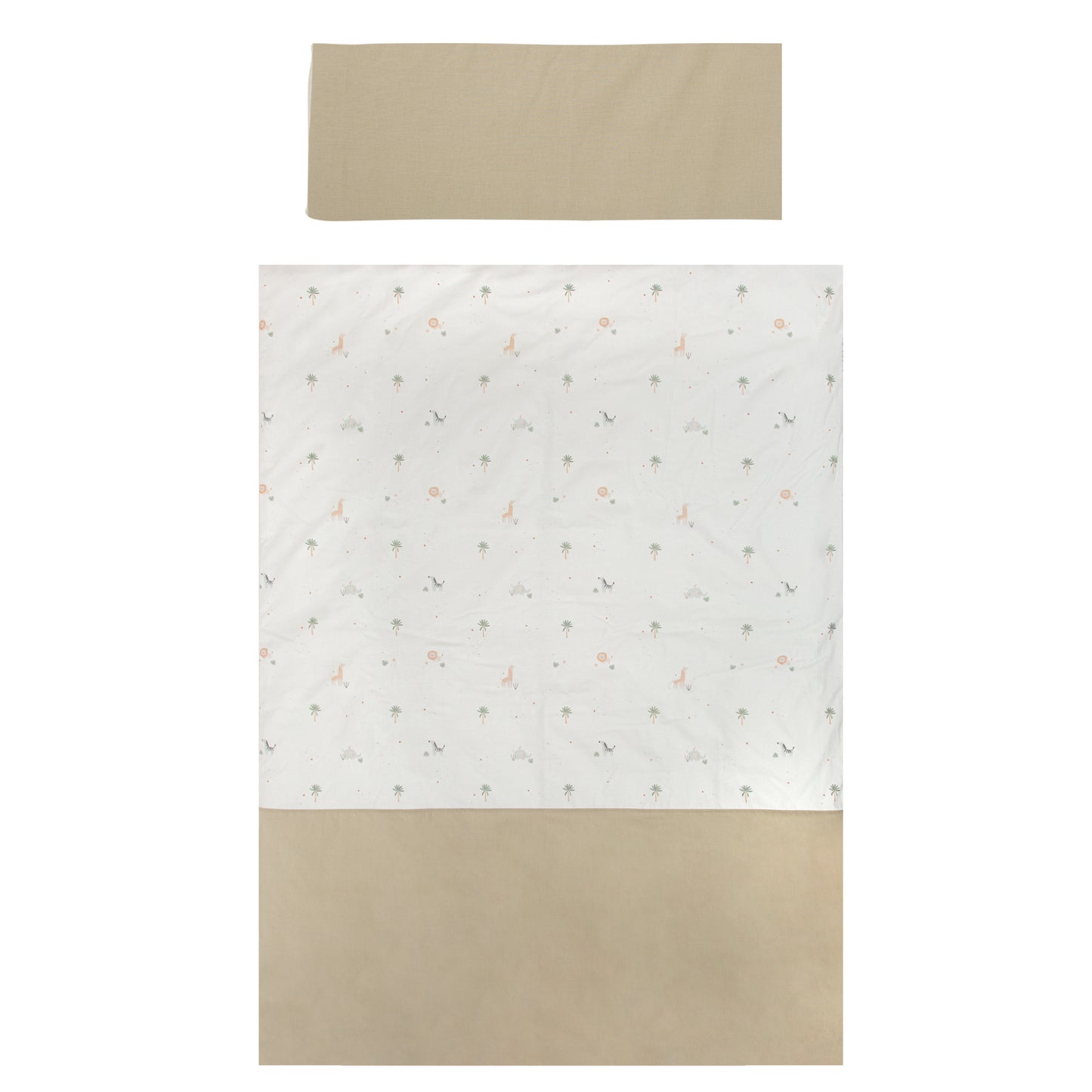 Funda nordica cuna + Funda almohada Palm Blanco Verde 110X150