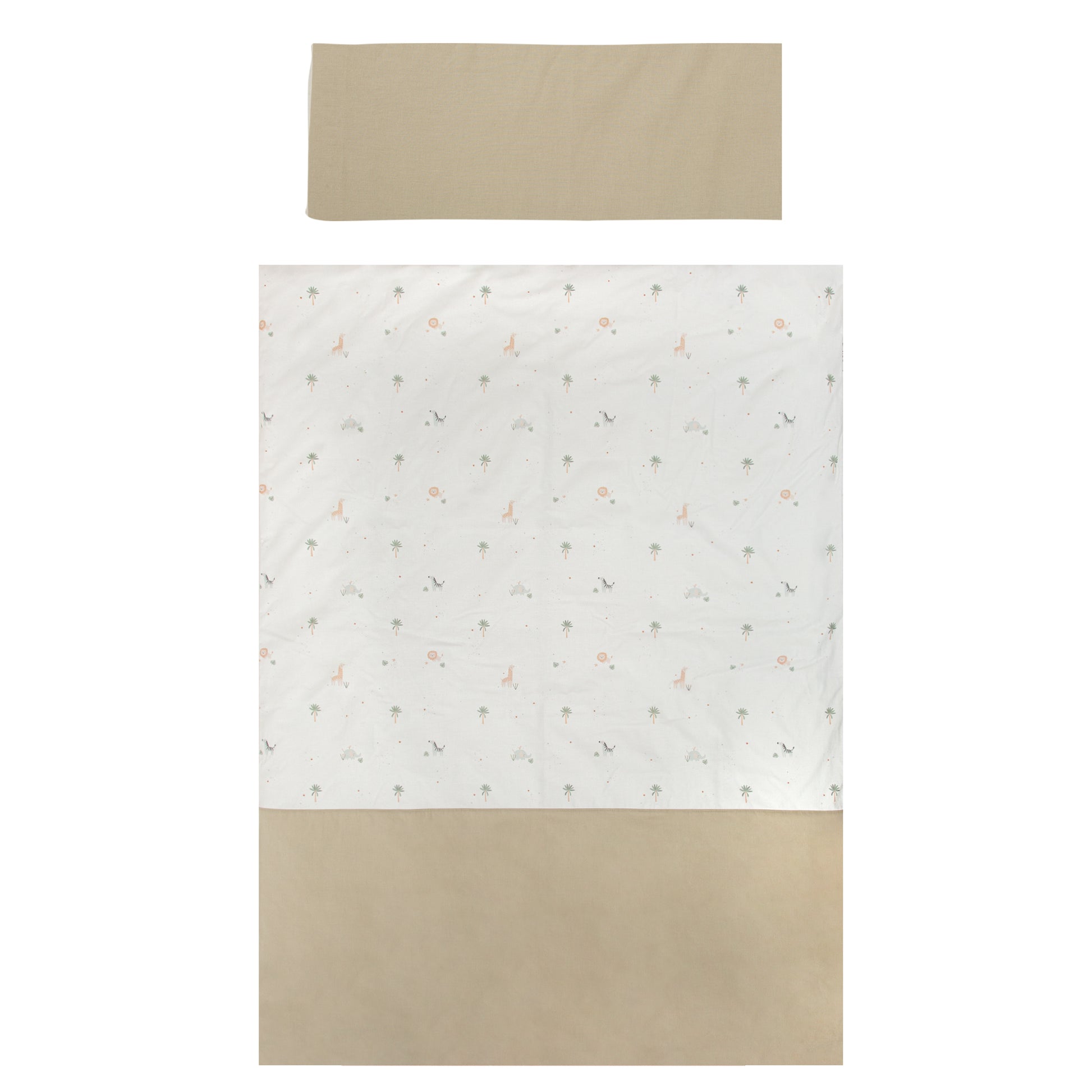Funda nordica cuna + Funda almohada Palm Blanco Verde 110X150