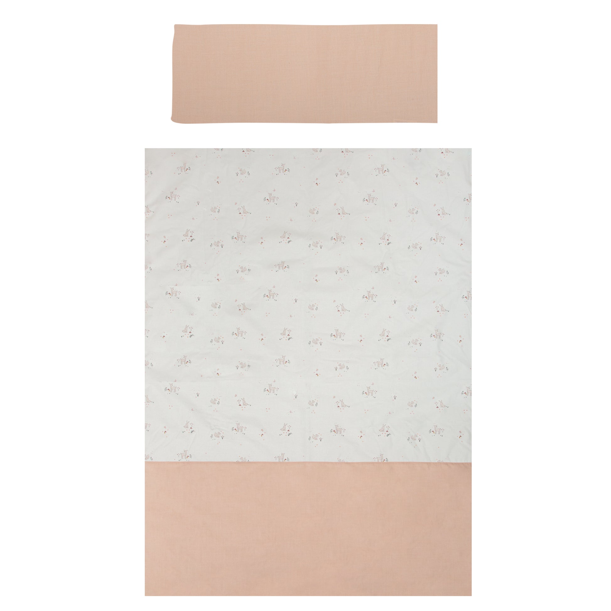 Funda nordica cuna + Funda almohada Deer Blanco Rosa 110X155